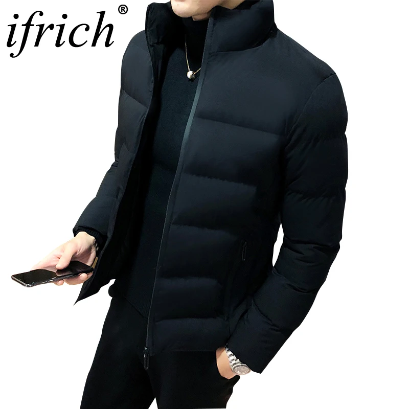 2019 Herfst Winter Mannen Jas Casual Katoen gevoerde Windjack Black Jacket Warm Mannen Parka Uitloper heren Jas Kleding size M-5XL