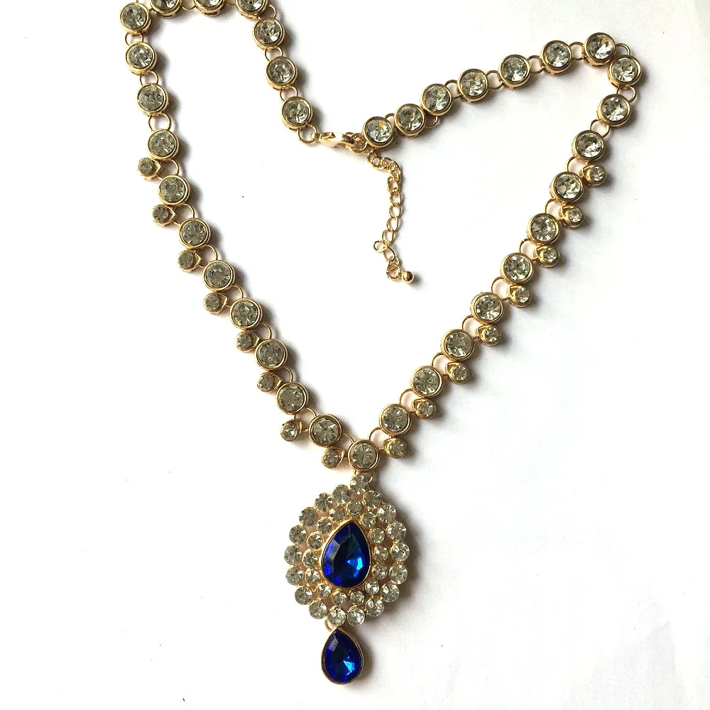 LiuJee Индийский Золотой цвет ювелирные изделия ожерелье Длинные свадебные кундан ювелирные изделия для женщин вечерние, свадебные NK-204