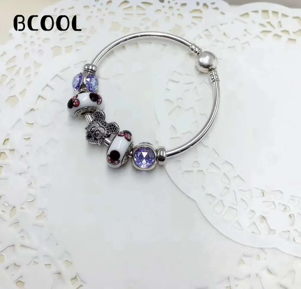 

925 Sterling Silver Original 1:1, Fashionable Silver Bracelet, Suitable For Female Lovely Mouse Crystal Beads Bracelet Jewelry