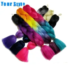 Ваш стиль, Омбре, синтетические плетеные волосы для наращивания, для косичек, кудрявые, вязанные волосы, 24 дюйма, 100 г/шт., накладные волосы