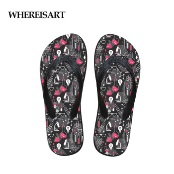 

WHEREISART Comfort Whales House Slippers Women Printing Summer Beach Flip Flops Sandals Women's Slippers Cartoon Sandals Youth