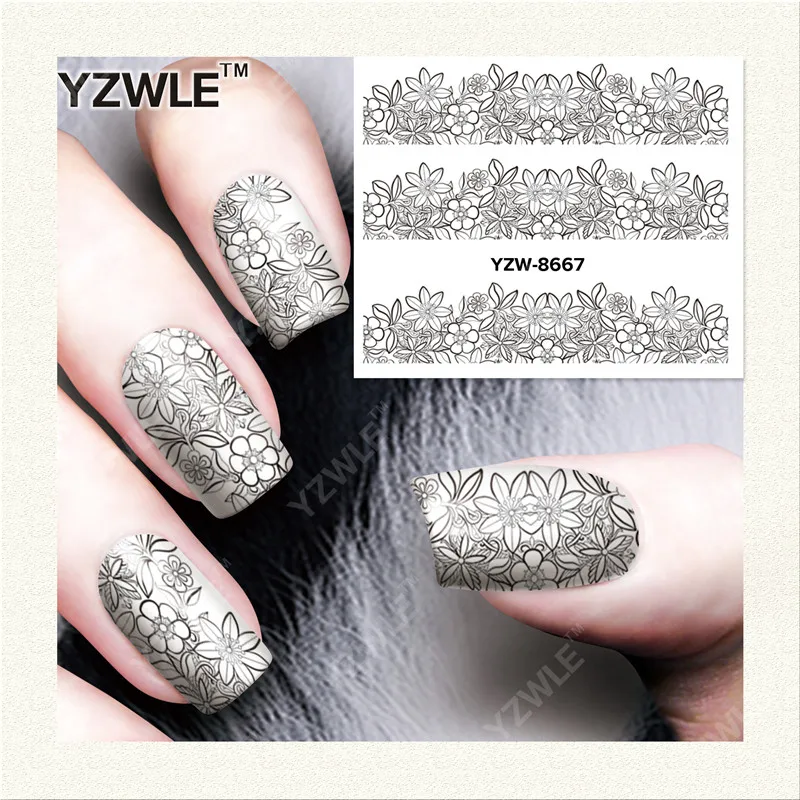 

YZWLE 1 Sheet DIY Decals Nails Art Water Transfer Printing Stickers Accessories For Manicure Salon   YZW-8667