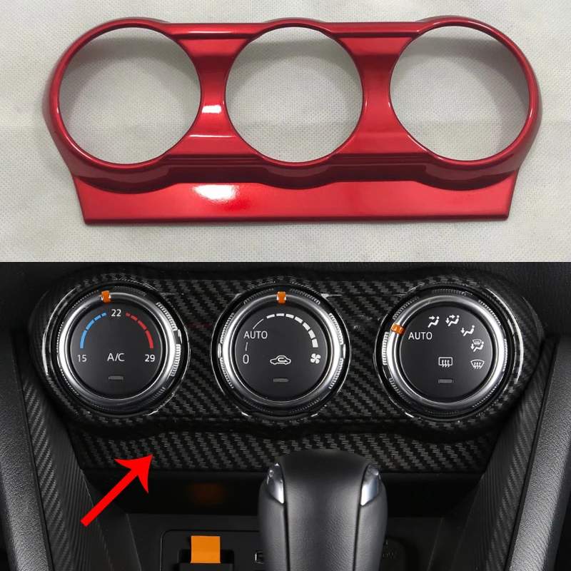 Red for Mazda CX3 CX3 Air Conditioning Control Knob Panel Cover 2016 2017 ABS Carbon Fiber