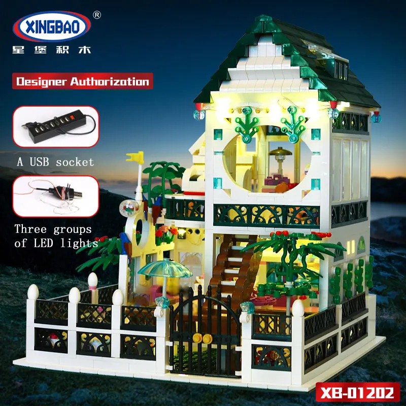 

XingBao 01202 New Romantic Heart Set with Light 1500Pcs USB lepin Building Block Bricks Educational DIY Valentine's Day present