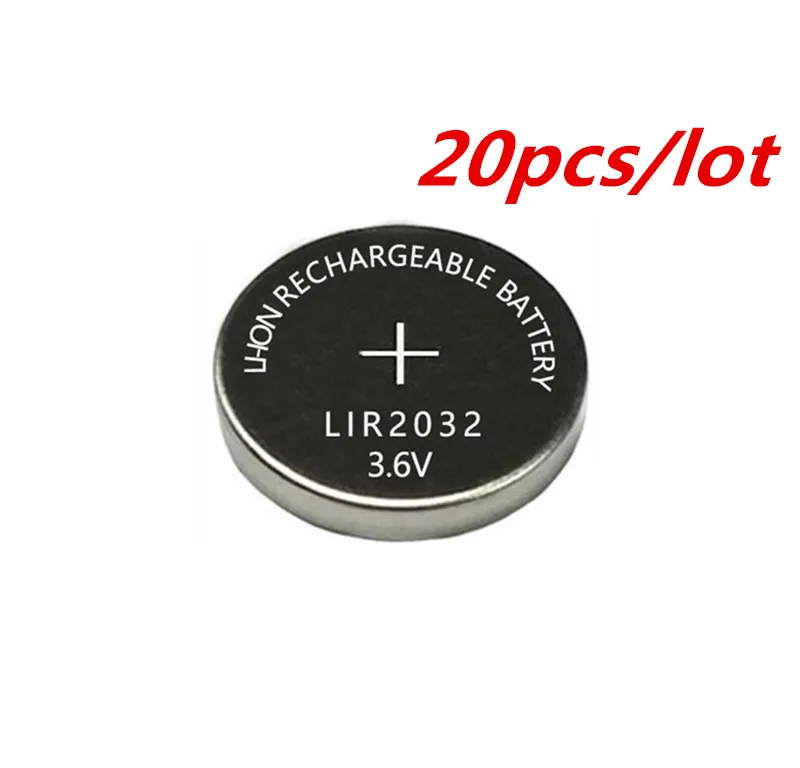 20 шт 3,6 V LIR2032 lir 2032 литий-ионная аккумуляторная батарея 40 мА/ч, литий-ионная кнопка плоский круглый аккумулятор замена для CR2032 CR 2032