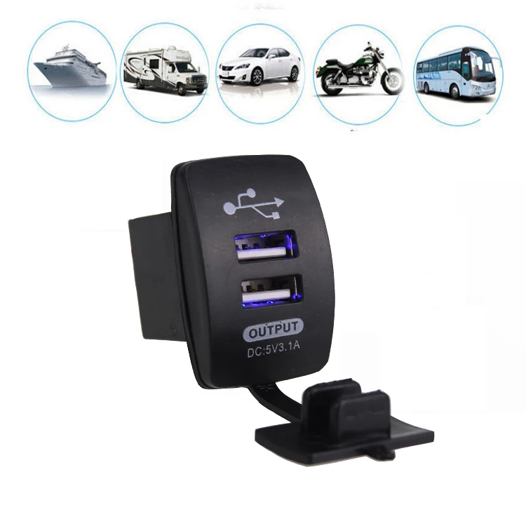 

Hort 3.1A 12-24V Car LED Light Backlit Rocker Switch Dual USB Charger Car Truck Boat UTV ATV Rocker Switch Panel For iPhone