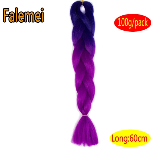 FALEMEI синтетические волосы для наращивания на крючках Омбре огромные косички волос 100 г/упак. 24 дюйма афро объемные волосы Джамбо косы с крючком - Цвет: #5