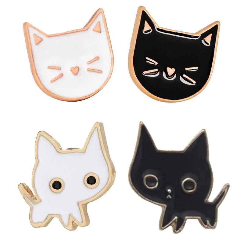 Broche Chat Dessin Anime Mignon Noir Et Blanc Epingle Goutte A Goutte Badge Broches Decoratives Bijoux Style Cadeau Pour Femmes Aliexpress