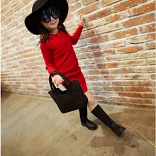 Новинка года; сезон осень; модное вязаное платье для девочек; два цвета