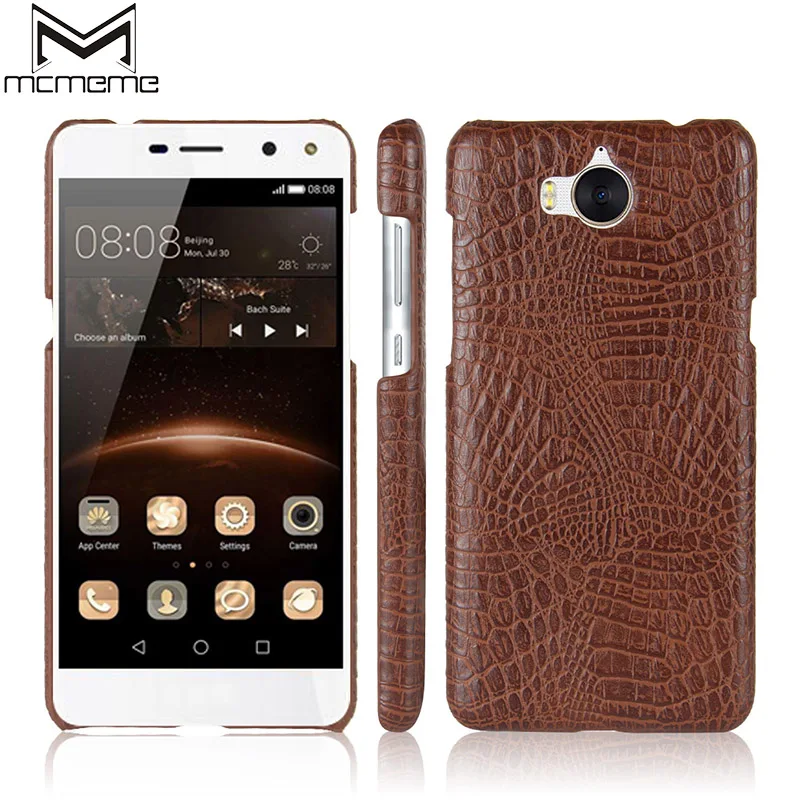 

MCMEME Luxury PU Leather For Huawei Y5 2017 MYA-L22 MYA-L23 Crocodile Grain Slim Hard Back Protective Case Cover For Y5 2017