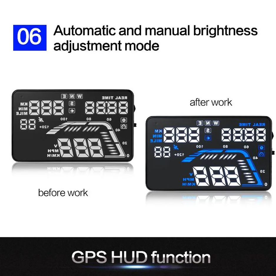 Лучший gps Hud Дисплей 5," Автомобильный проектор Авто скорость одометр цифровой автомобильный проекционный Спидометр дисплей на голову