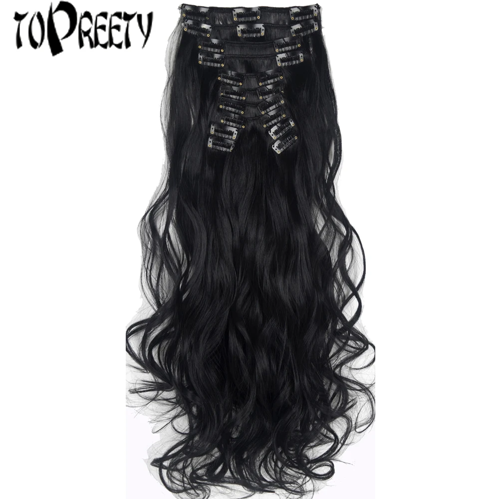 

TOPREETY Heat Resistant B5 Synthetic Hair Fiber 150gr 20" 50cm Body Wave 12pcs/set Clip in Hair Extensions 1208