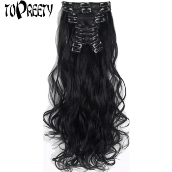 

TOPREETY Heat Resistant B5 Synthetic Hair Fiber 150gr Body Wave 12pcs/set Clip in Hair Extensions 1208