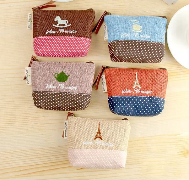 

5Designs , Retro Canvas 9CM Canvas Gift Coin Purse & Coin BAG Wallet Case ; Pocket Coin KEY BAG Pouch