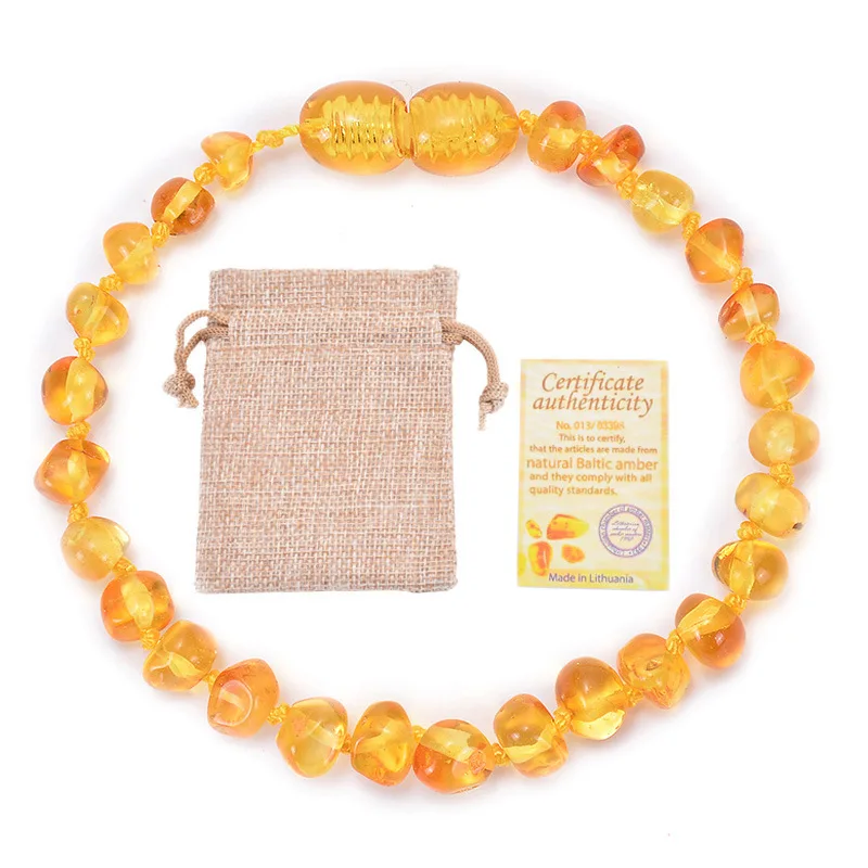 Natural Amber Teething Bracelets Anklets Teether Handmade Original Jewelry Baltic Amber Beads for Baby Shower Gift Wholesale