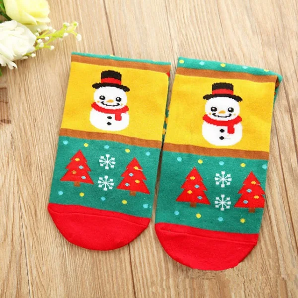 Snowman Рождественский подарок, 1 пара новых женских носков, зимние теплые рождественские Мягкие хлопковые носки, милые носки с Санта Клаусом и оленем, носки со снежинками, рождественские носки - Цвет: Snowman