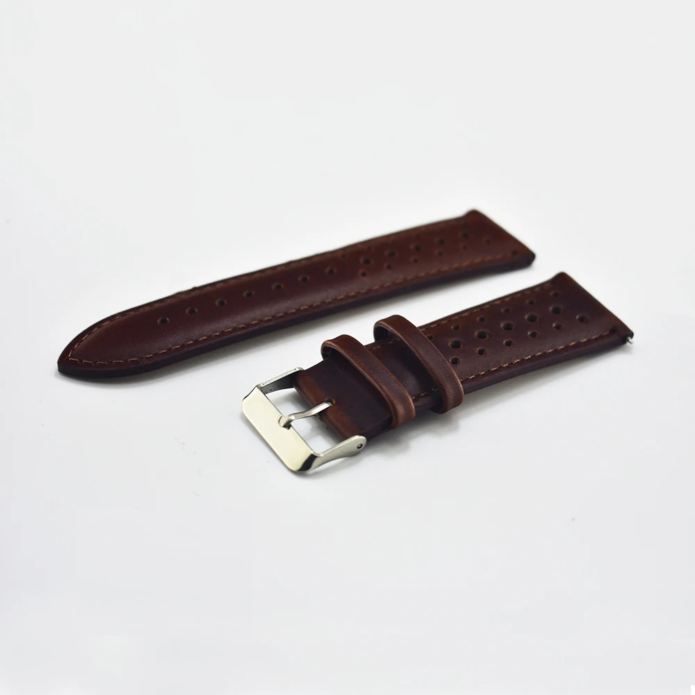 

New leather strap 18mm/20mm/22mm/24mm small hole brown / red brown retro strap
