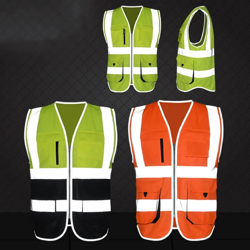 

FGHGF High Visibility Reflective Safety Vest Reflective Vest Multi Pockets Workwear Safety Waistcoat Safety Clothing 6 Color