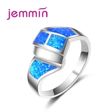Jemmin 2017 New Fine Jewelry Fashion Rings for Women Blue Fire Opal Ring 925 Sterling Silver Ring Party Jewelry