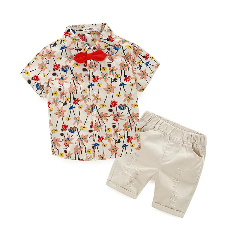 Buy 2018 summer Fashion Boy clothing set baby boy flower suit set Kids set