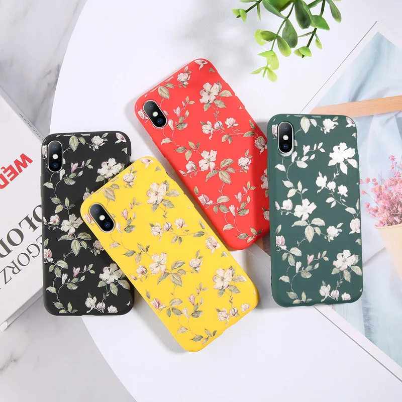 Colorful Floral Leaves Design Phone Cover Shell Made Of High-Quality Soft TPU Material For iPhone Models