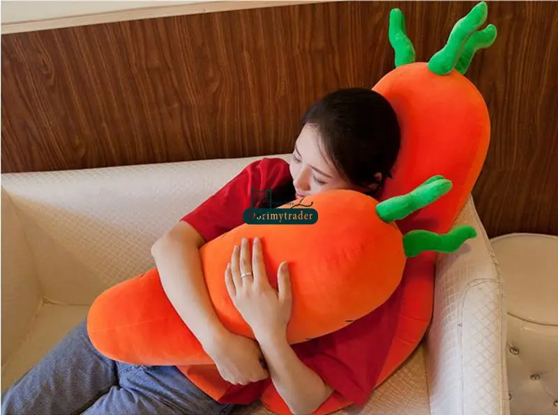 Dorimytrader New Lovely Soft Cartoon Carrot Plush Pillow Simulated Anime Carrots Cushion Doll Vegetables Toy 39inch 100cm DY61728 (1)