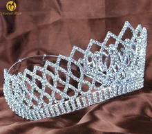 Wedding Bridal 3.5″ Tiaras Brides Crowns Clear Austrian Rhinestones Contoured Women Headband Pageant Prom Party Costumes