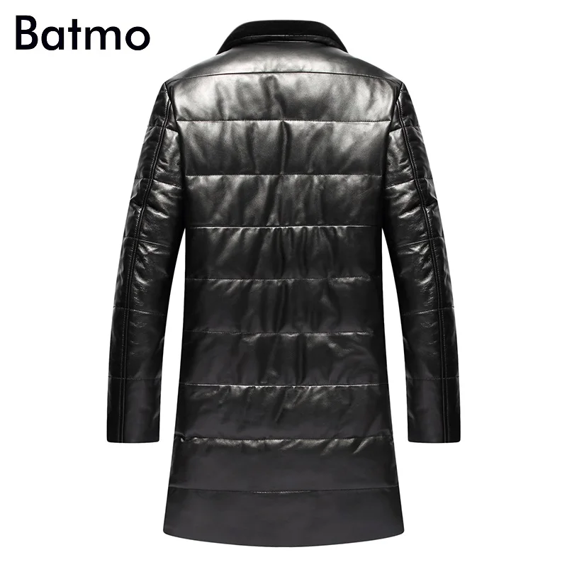 Batmo Новое поступление зимнее шерстяное пальто высокого качества с воротником из натуральной кожи толстое пуховое длинное пальто для мужчин, мужское зимнее пальто