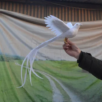 

about 50cm white feathers bird ,Handmade model,polyethylene& feathers long tail bird,props,home decoration toy gift w3929