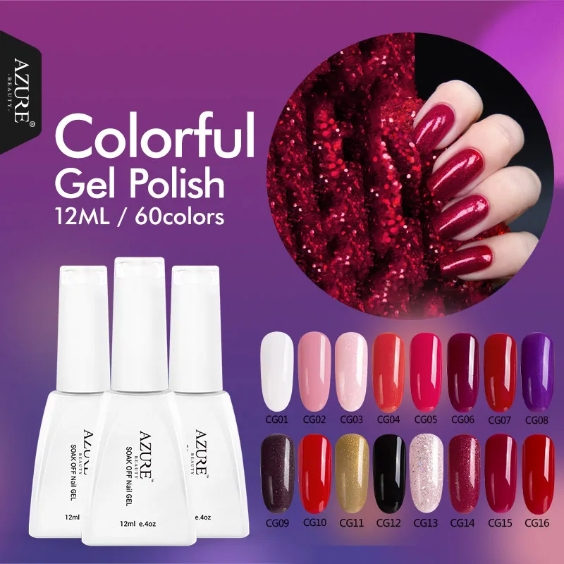 

Azure Beauty Colorful Gel Polish Soak off UV Gel Lacquer Long Lasting 120 Colors Gel Nail Polish High Quality Nail Gel Polish