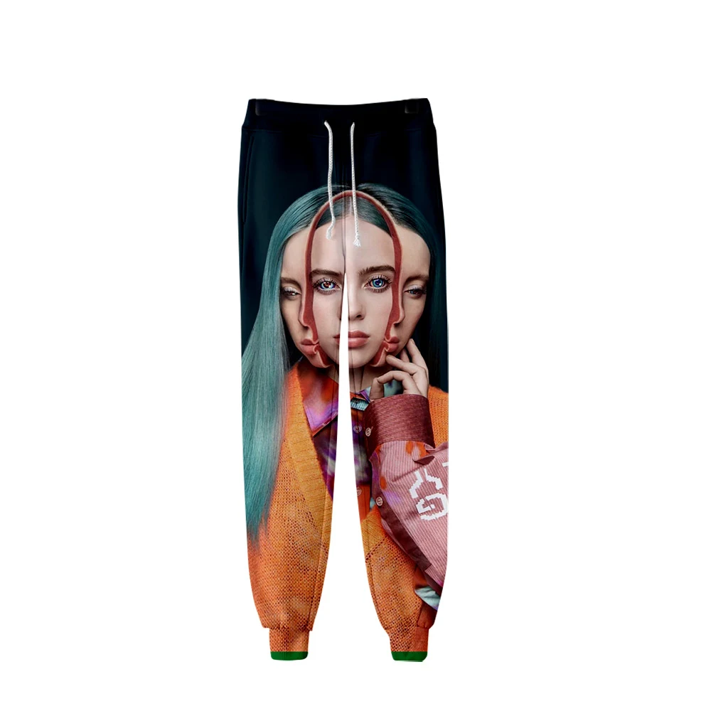 3D Billie Eilish брюки с принтом повседневные весенние повседневные штаны для бега женские и мужские 3D брюки тонкие крутые горячая Распродажа брюки 4XL