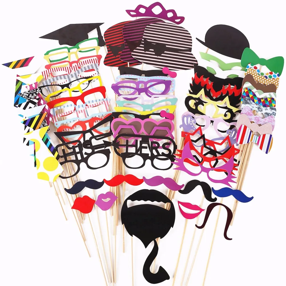 76pcs Photo Booth Props Wedding Party Decorations Photobooth Props