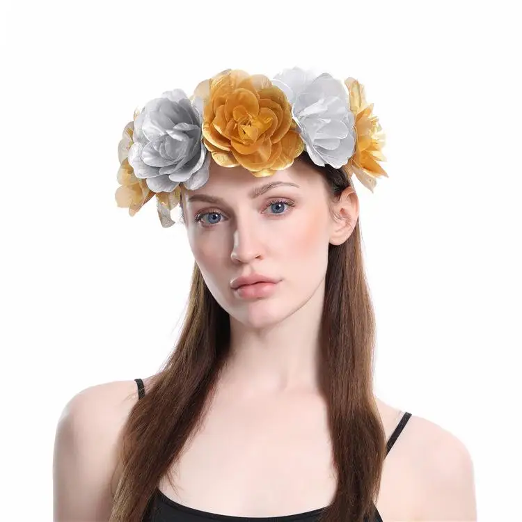 

Yellow Flower Headband Hairwear Bridal Hair Ornament Fabric Flower Crown Wedding Hair Accessories Headbands Floral Head Wreath