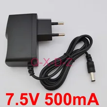 1 PCS 7.5 V 500mA New AC 100 V-240 V Conversor Adaptador DC 7.5 V 0.5A 500mA fornecimento UE Ficha DC 5.5mm x 2.1mm