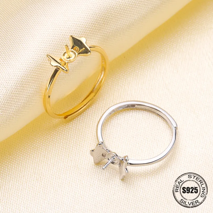

DIY 925 Sterling Silver Open Crystal Starfish Sea Shell Pearl Mussel Charm Beads Fit Ring Settings Accessories Jewelry Making