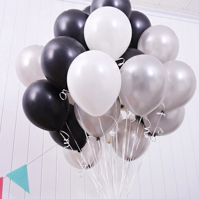 

Black White Silver Balloons 30pcs/lot 10 Inch Thick 2.3 g Birthday Ballons Decorations Wedding Ballons Globos Party Wholesale