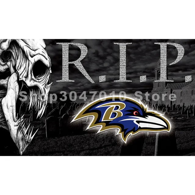 baltimore ravens flag 3x5 ft banner polyester with r i p skull