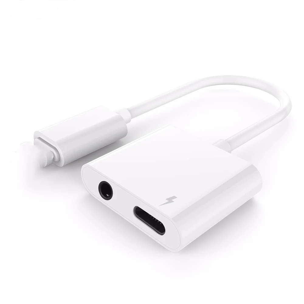 

2 in 1 Adapter Extended line Connector 3.5mm headset Charging Aux Audio For iphone 7 7S 8 Adapter Cable For iphone X XR XS Max
