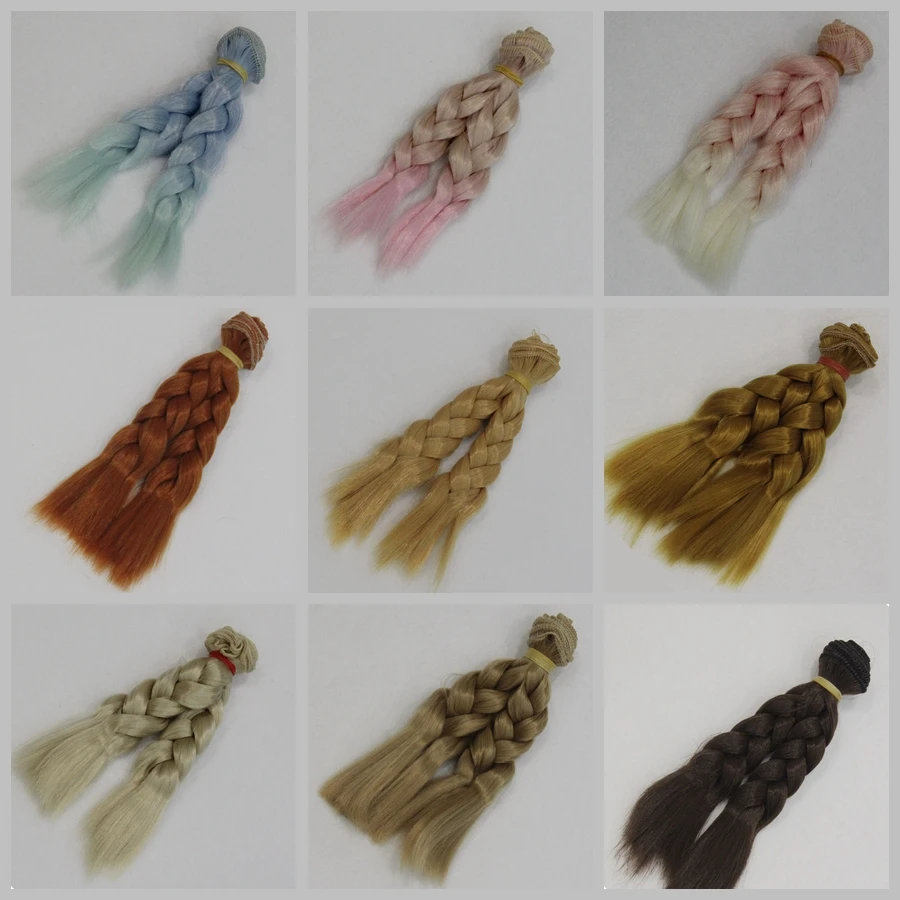 

1pcs 15*100cm High Temperature Fiber Fashion Imitation Wool Roll Doll Hair Wefts hair For dolls Synthetic Wig