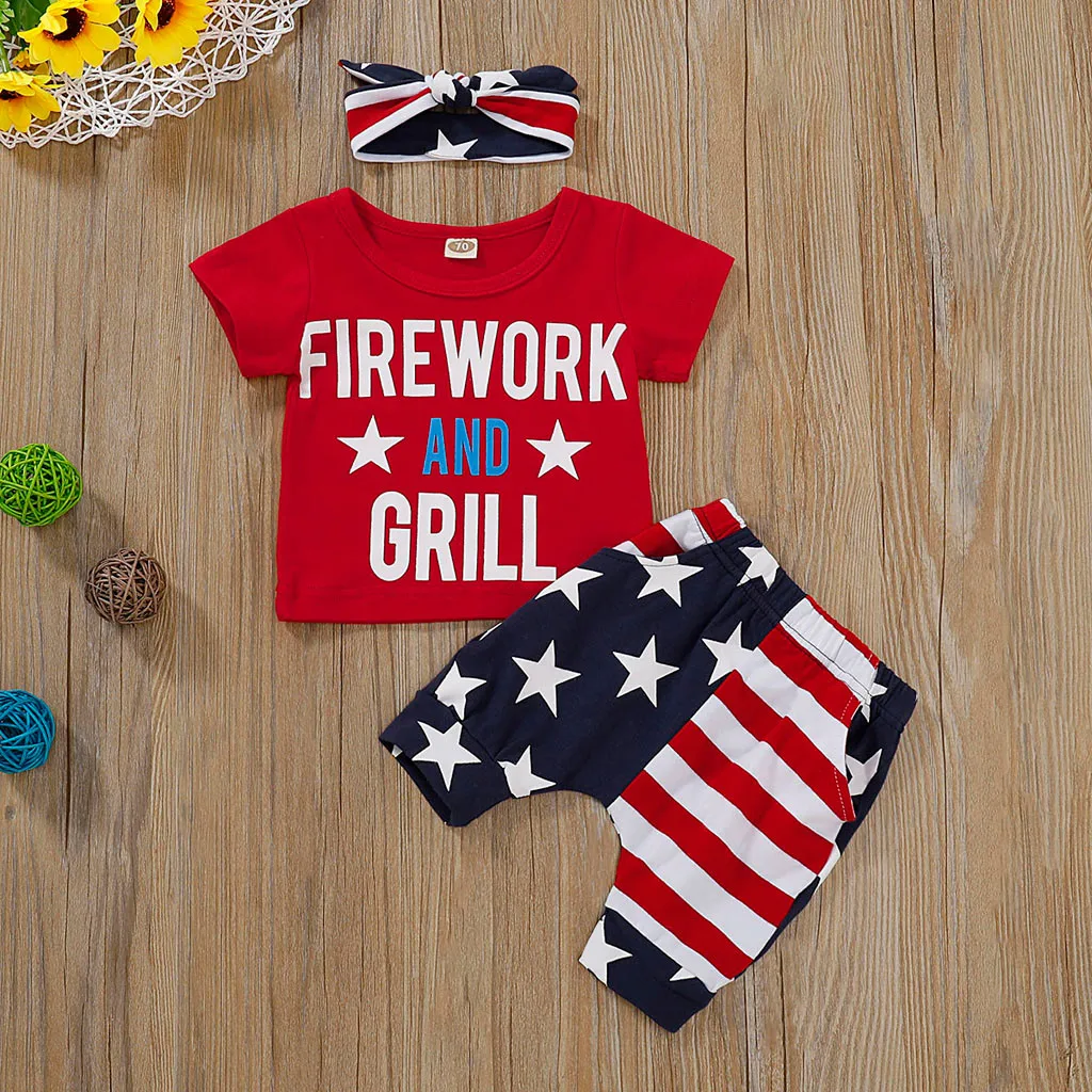 Tstars My First 4th of July Baby Boy Girl Outfit American Flag USA Baby Bodysuit