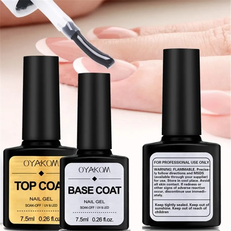 

Base and Top Coat Gel Nail Polish UV 7.5ml Transparent Soak Off Primer Gel Polish Gel Lacquer Nail Art Manicure
