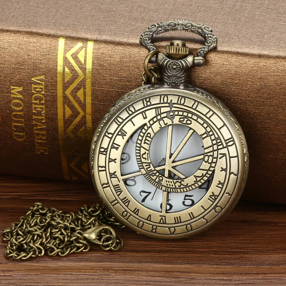 Цифровые карманные часы винтажные римские цифры Кварцевые часы с цепочкой антикварные ювелирные изделия кулон ожерелье Подарки для Дедушки