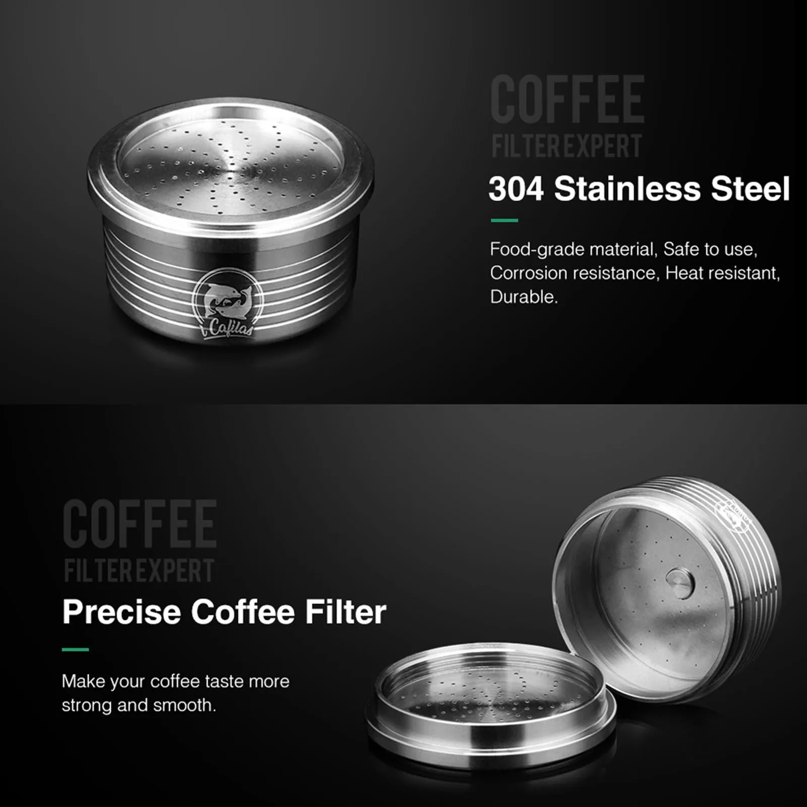 

Stainless Metal Reusable Nespresso Capsule with Press Coffee Grinds Stainless Tamper Espresso Coffee Maker Basket i Cafilas