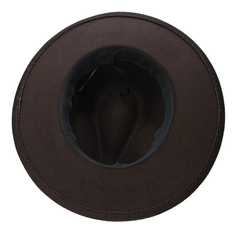 LUCKYLIANJI Ретро ребенок Винтаж шерсть широкополая шляпа Федора Панама Джаз Bowler шляпа черный кожаный ремешок(54 см/регулируется