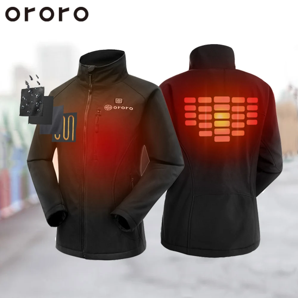 ORORO Womens Heated Jacket Windbreaker Long Sleeve Outerwear Basic