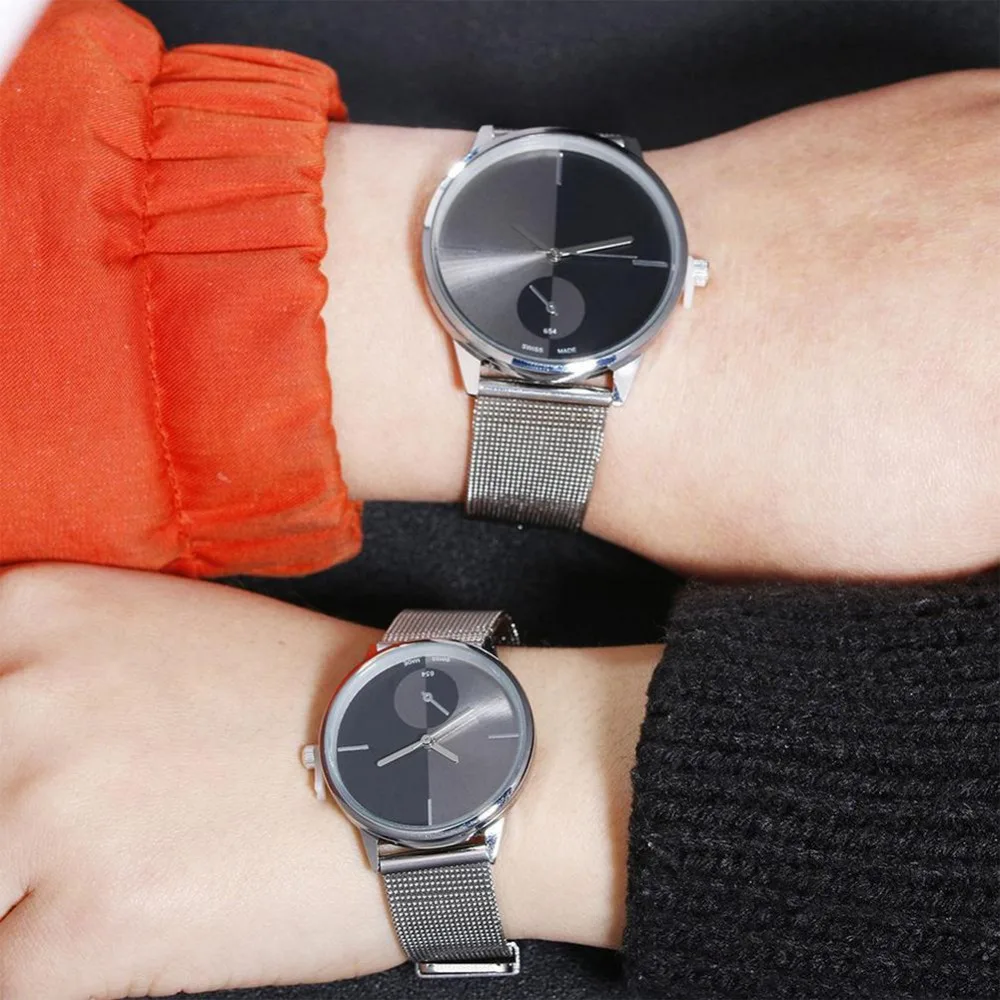 Mesh Band Couple WristWatch Lover s Simple Casual Watch Fashion Stainless Steel Gadget Unisex Male Female 3