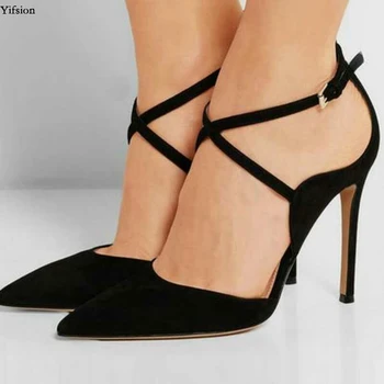 

Olomm 2019 New Fashion Women Sandals Thin High Heels Shoes Stylish Pointed Toe Sexy Black Party Shoes Women US Plus Size 6-15