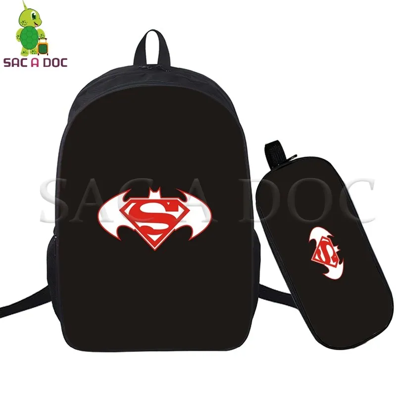 

Batman Vs Superman 2 Pcs/set Daily Backpack School Bags for Teenagers Girls Boys Daily Laptop Backpack Superhero Travel Bags