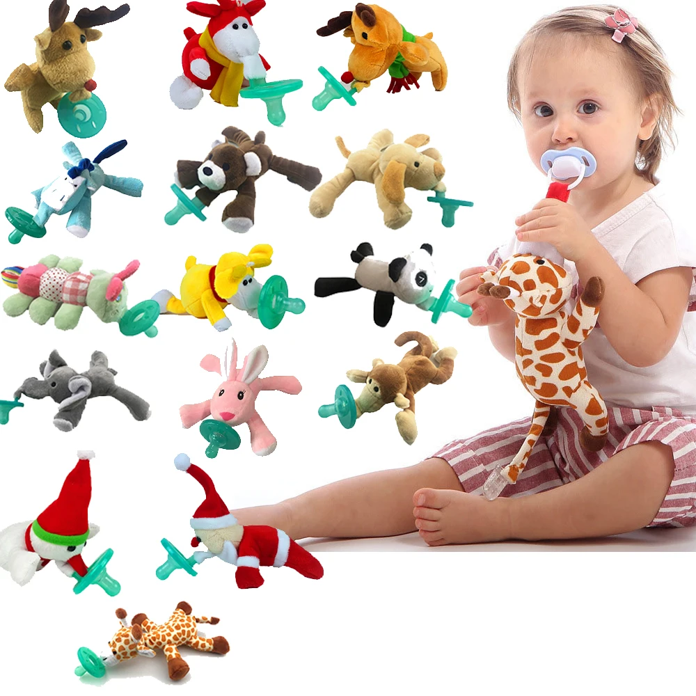 

Pacifier plush toy Baby stuffed animal toy pacifier baby hanging children silicone 3-12 months safe non-toxic,soft bite resistan