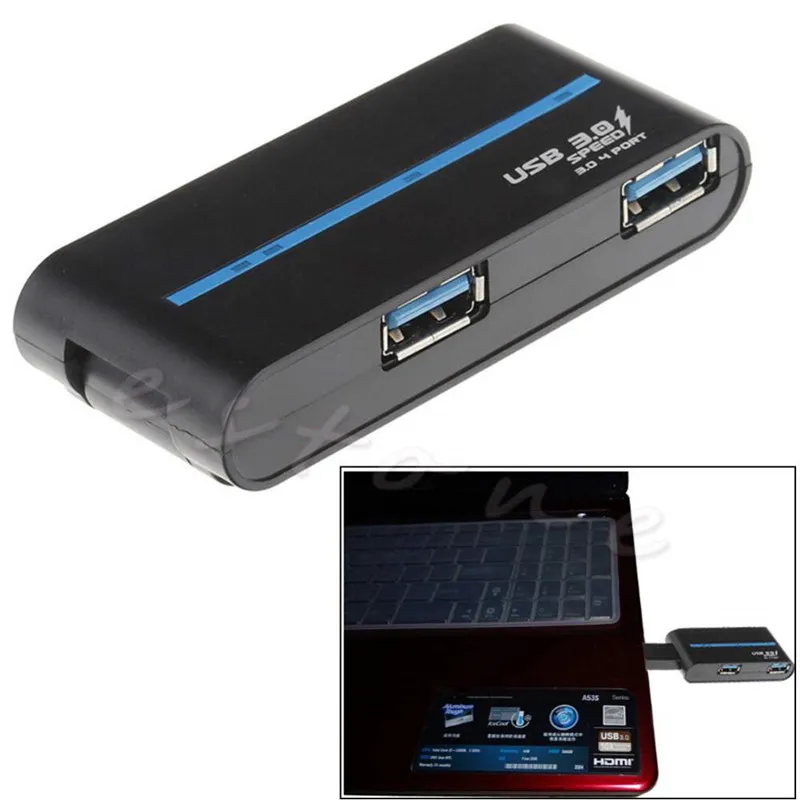  1Pc Portable High speed 4 Ports USB 3.0/2.0 Super Speed HUB USB Splitter External Hub Adapter for P